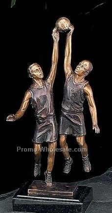 Bronze Basketball Players Trophy On Marble Base