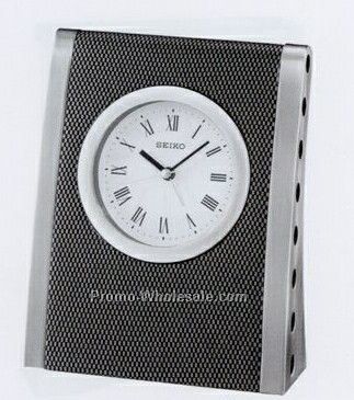 Carbon Fiber & Glass Crystal Case Desk & Table Clock W/ Alarm