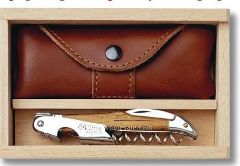 Cepage Laguiole Waiter's Corkscrew With Olive Wood Handle Set