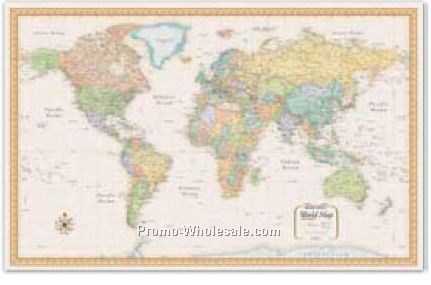 Antique Style World Wall Map: 50&quotX38" (Aug 2002)