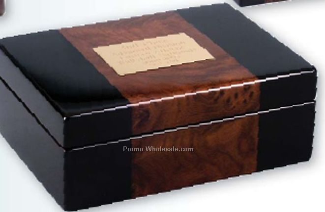 Compartmented Keepsake Chest - Walnut Burl / Black Piano Finish