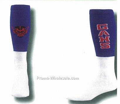 Cushioned Tube Football Socks W/ Colored Top & Custom Logo (10-13 Large)