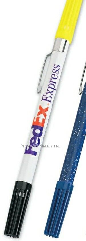 Double Exposure Highlighter & Ballpoint Pen Combo - White