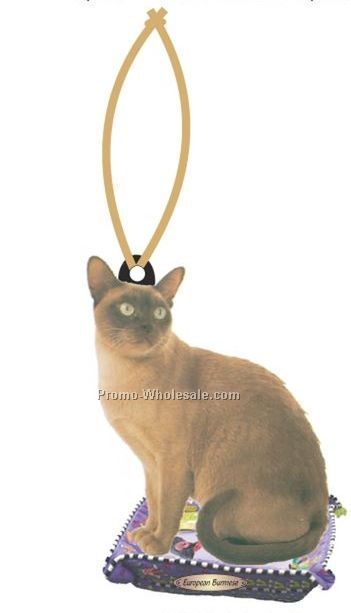 European Burmese Cat Executive Line Ornament W/ Mirrored Back (8 Sq. Inch)