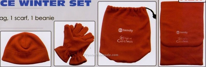 Fleece Winter Set (Bag / Gloves / Hat / Scarf)
