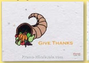 Floral Seed Paper Holiday Card / Blank Inside - Give Thanks