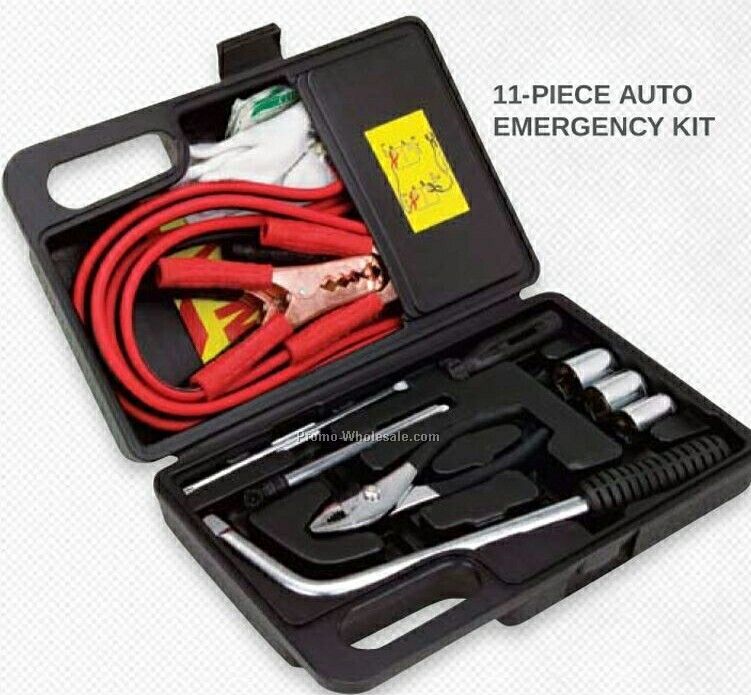 Giftcor 11 Piece Auto Emergency Kit 11-1/2"x7-1/2"x3"