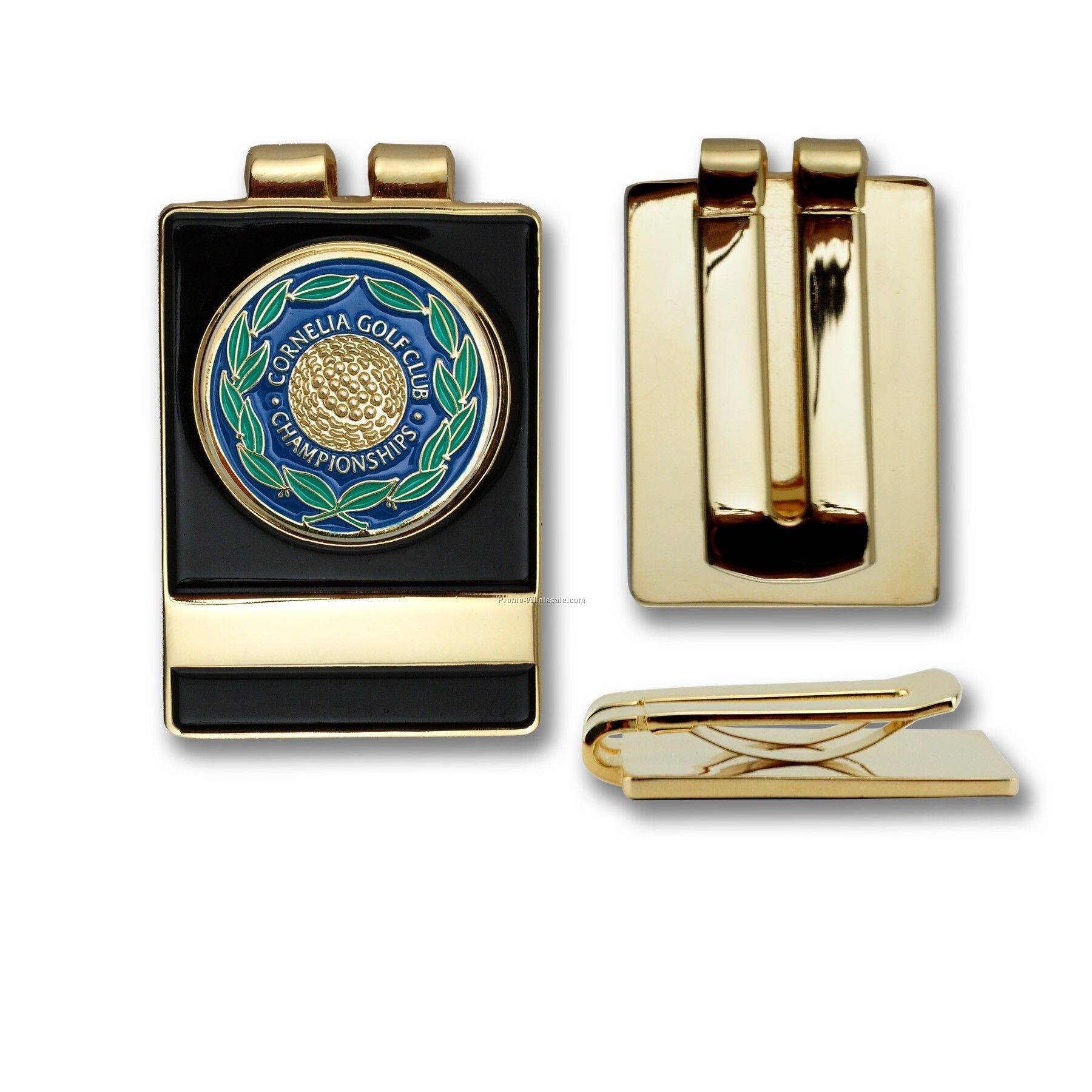 Golf Belt / Money Clip With Custom Ball Marker - Iron (1")