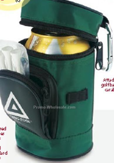 Golf Can Caddy With Zippered Pocket And Carabiner Attachment