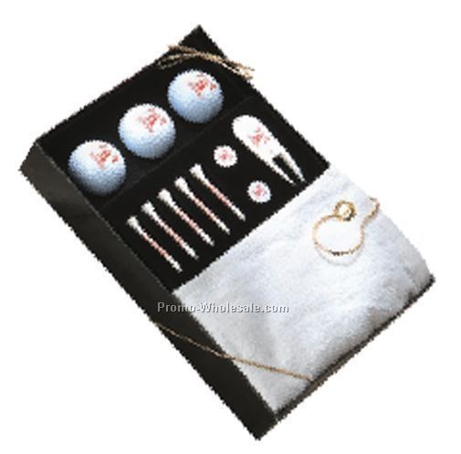 Grande Deluxe Golfer's Gift Box/Towel/5 Tee/2 Marker/Divot Tool/Standard