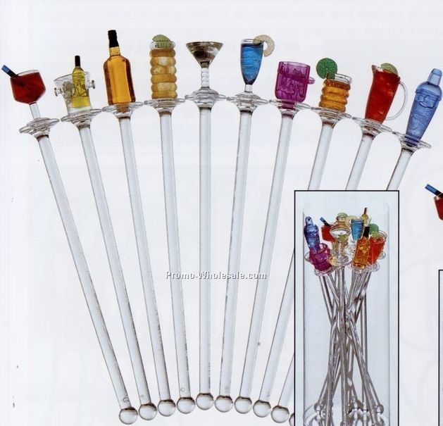 Jubilee 10 Piece Happy Hour Acrylic Swizzle Sticks Set