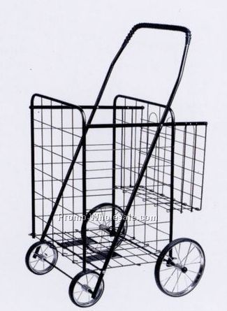 Large Metal Shopping Cart W/Extra Rear Basket
