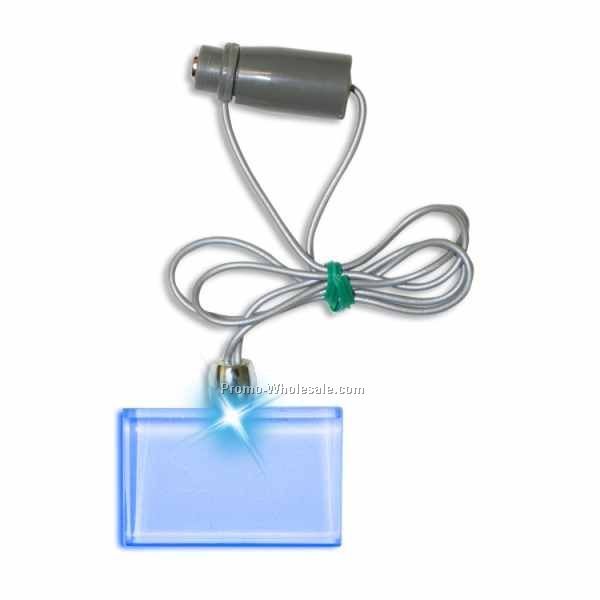 Light Up Necklace W/ Frosted Pendant (Blue Rectangle)