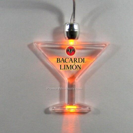 Light Up Pendant Necklace (3 Mode) - Martini Glass/ Blue LED