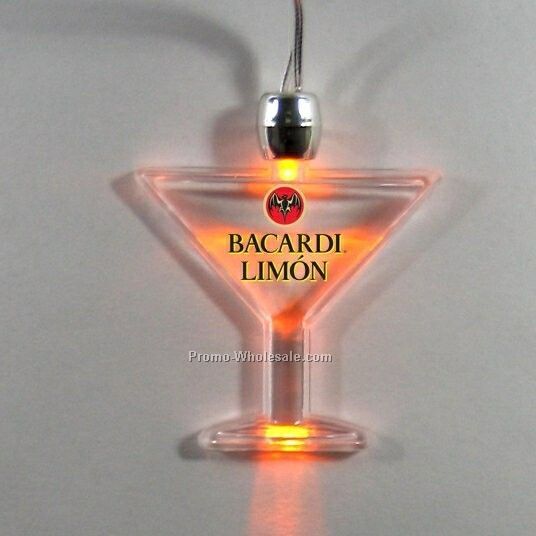 Light Up Pendant Necklace (3 Mode) - Martini Glass/ Blue LED