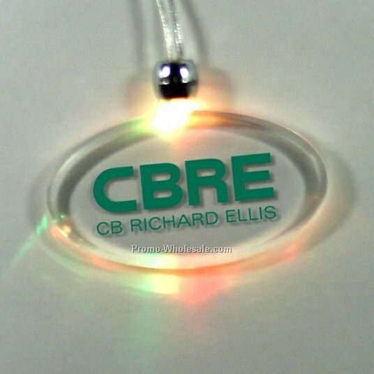 Light Up Pendant Necklace (3 Mode) - Oval/ Blue LED