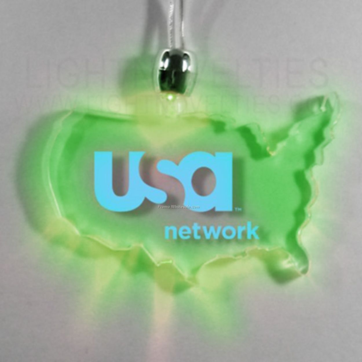 Lighted Necklace - Usa - Green Or Blue