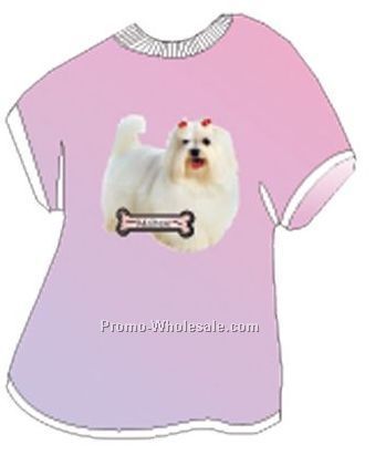 Maltese Dog Acrylic T Shirt Coaster W/ Felt Back