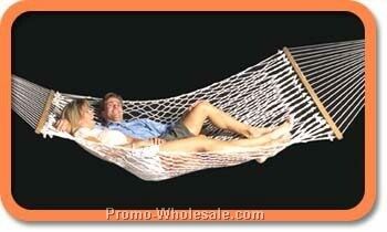 Maui Double 2-point Traditional Cotton Twist Rope Hammock W/ Bar Or Pillow
