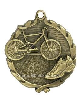 Medal, "triathlon" - 1-3/4" Wreath Edging