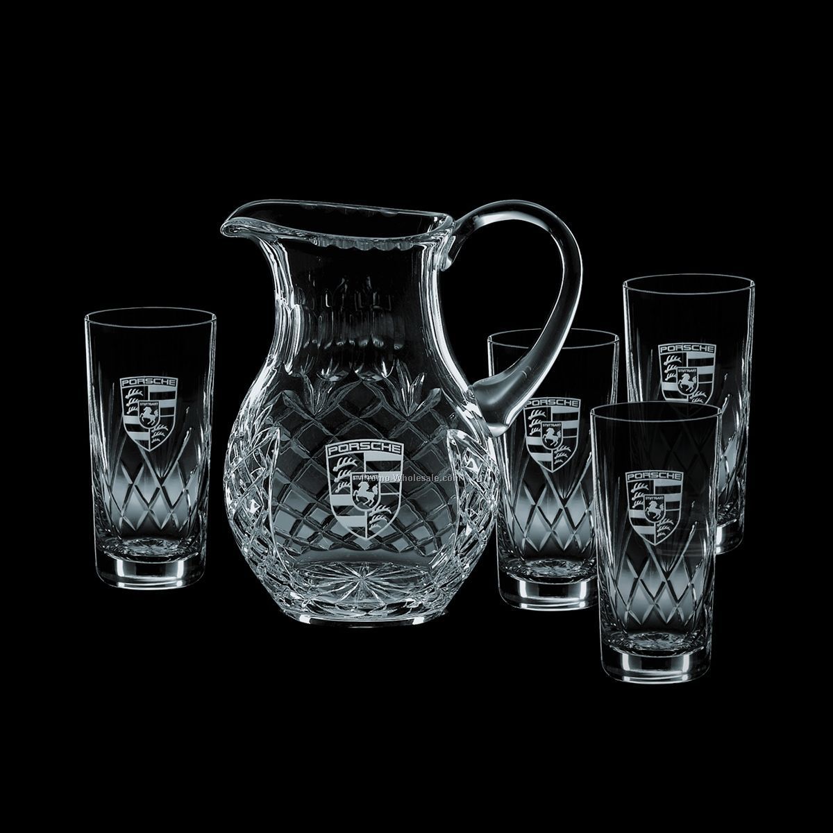 Medallion Pitcher & 4 Hiball Glasses