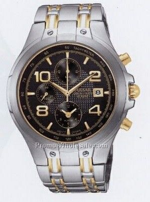 Men's Collection Pulsar Alarm Chronograph Watch (Silver/ Black Face)