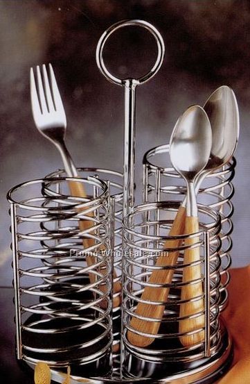 Metalla Chromed Metal Flatware Caddy