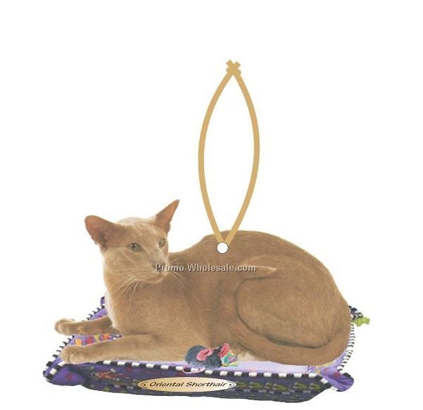 Oriental Shorthair Cat Executive Line Ornament W/ Mirrored Back (6 Sq. In.)