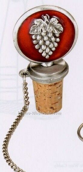 Pewter Red Grape Stopper W/ Chain