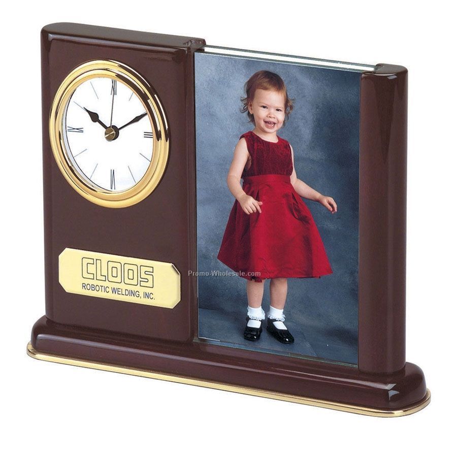 Piano Wood Clock W/ Picture Frame