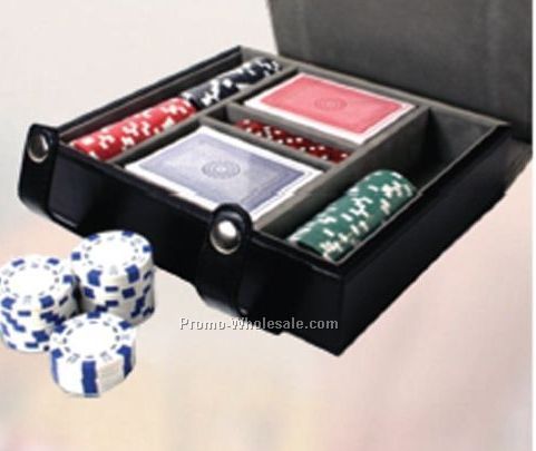 Poker Set With Black Leather Case