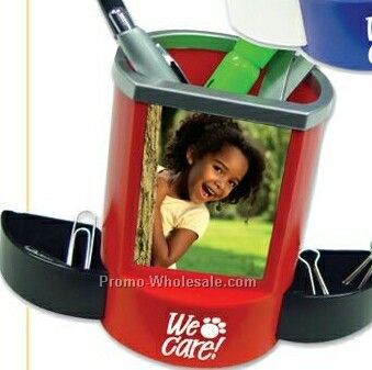 Red Pen Holder W/ Picture Frame