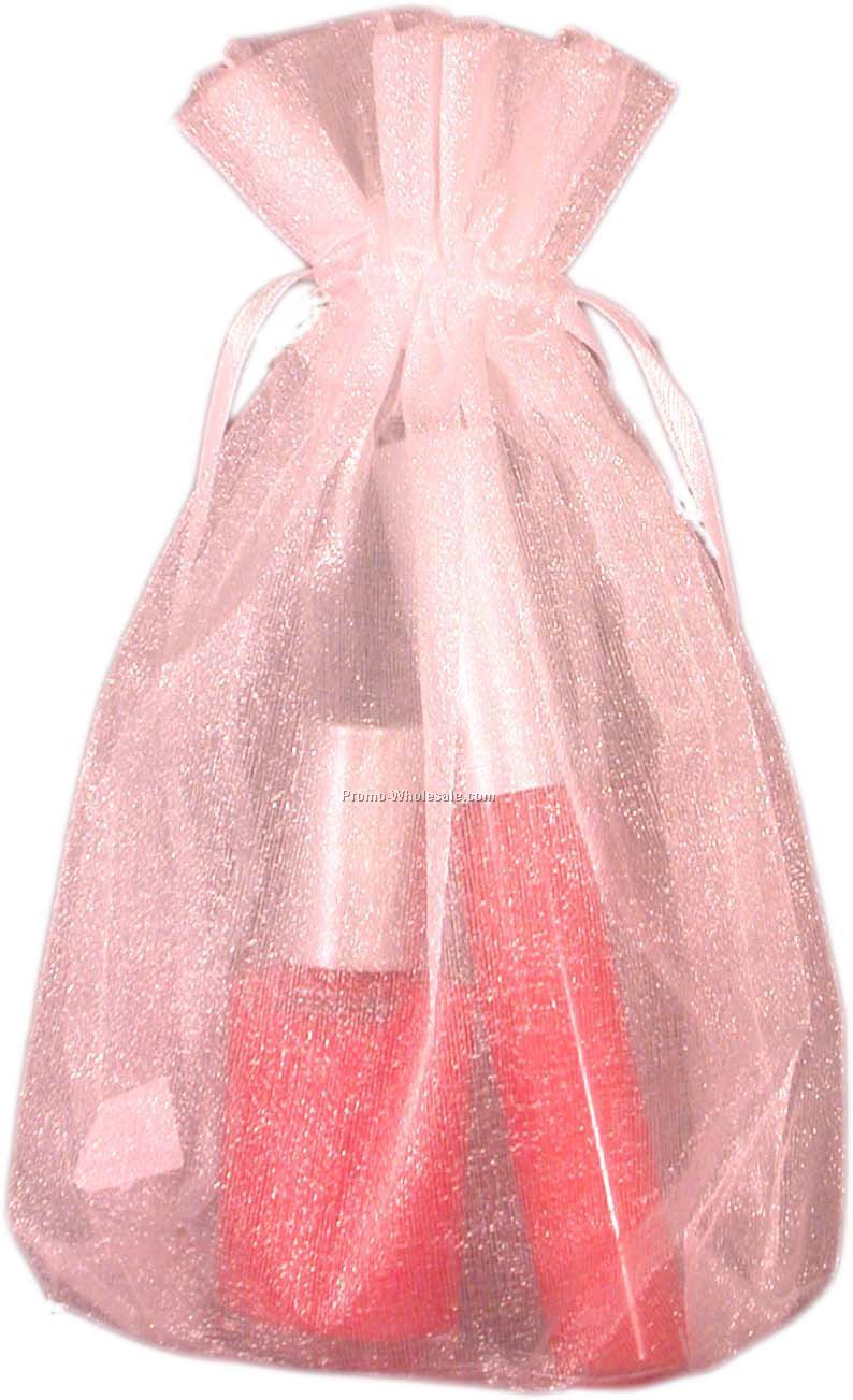 Set Of 1 Nail Polish Bottle With 1 Lip Gloss In An Organza Bag