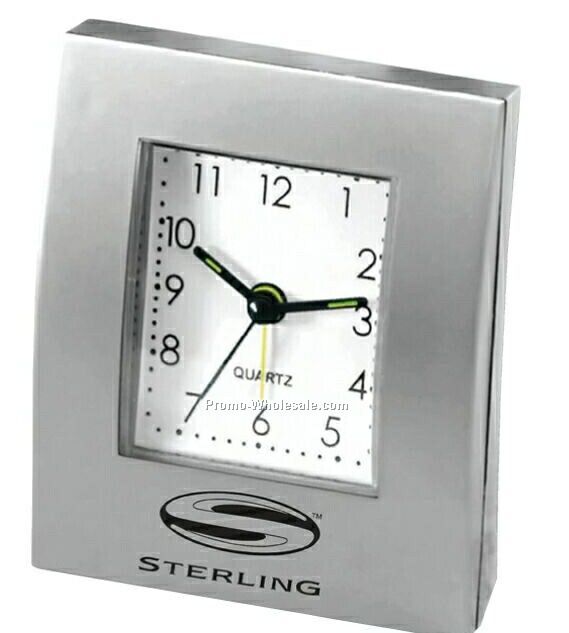 Silver Argus Square Desk Clock With Alarm
