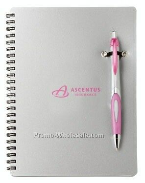 Silver Helix Pen Combo W/ Colorplay Spiral Bound Notebook