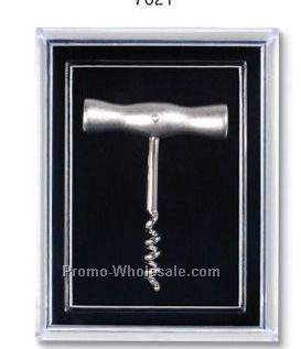 Silver Plated T-handle Corkscrew Lapel Pin