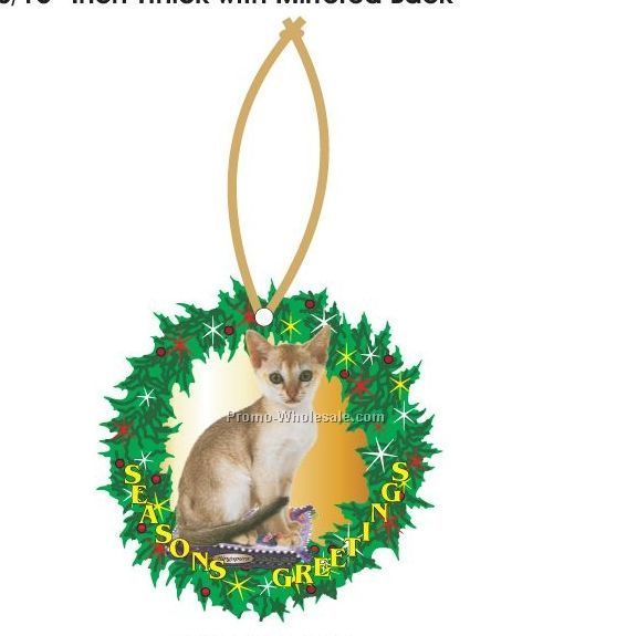 Singapura Cat Executive Wreath Ornament W/ Mirrored Back (12 Sq. Inch)