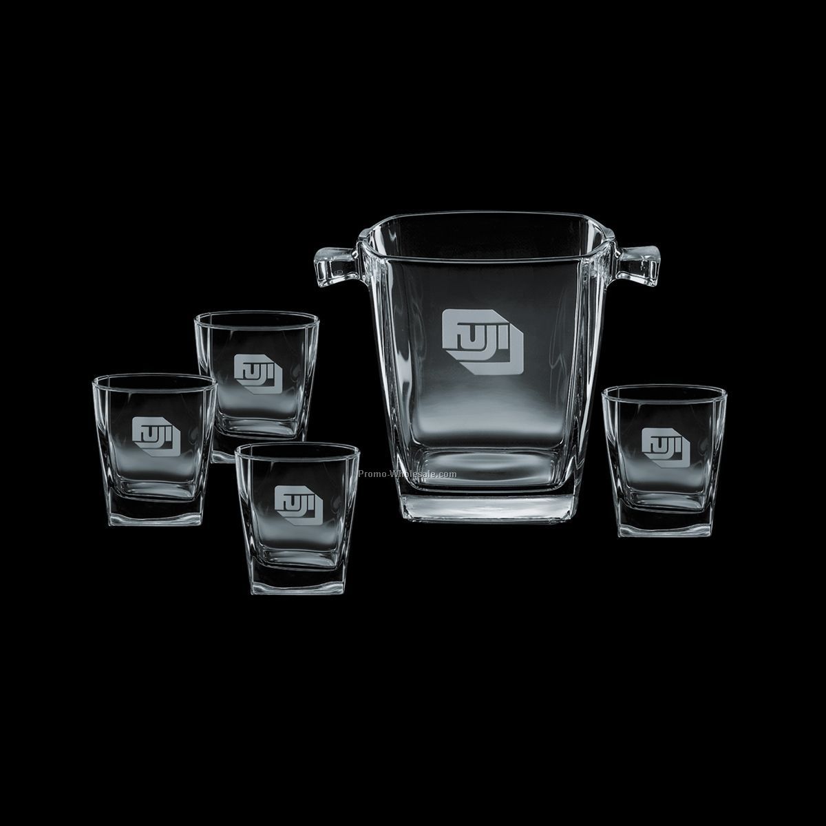 Sterling Ice Bucket & 4 On-the-rocks Glass