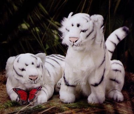 Stock 20" Stuffed Laying White Tiger