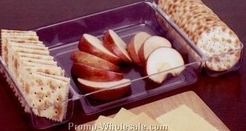 Three Compartment Cheese And Cracker Tray With Bamboo Cutting Board