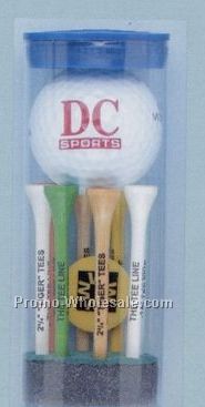 Titleist Golf Ball Tube W/ 1 Ball, 8 2-3/4" Tees & 1 Marker