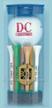 Top Flite Golf Ball Tube W/ 1 Ball, 8 2-1/8" Tees & 1 Marker