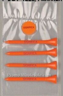 Value Pack 4 2-3/4" Tiger Golf Tees W/ 1 3/4" Marker