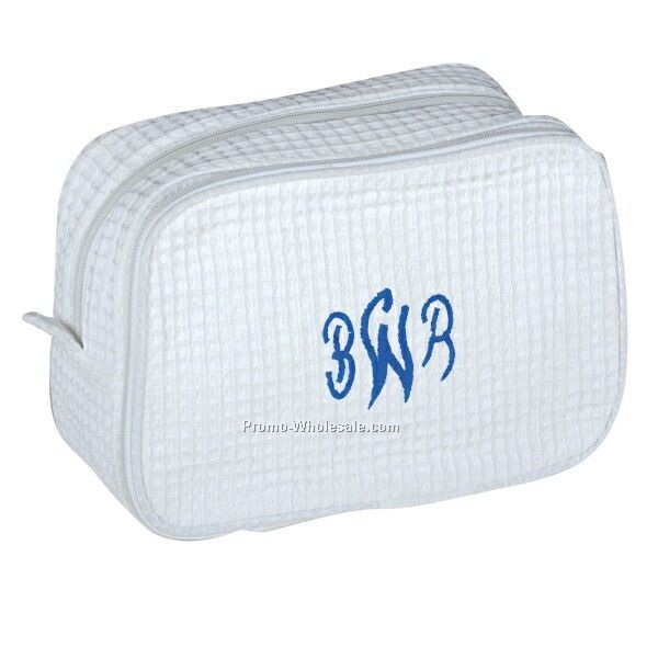 Waffle Cosmetic Bag (White & Colors) Embroidery