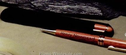 Wood Pen W/ Velvet Pouch
