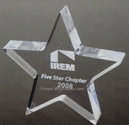 1" Clear Star Award/ Paperweight (Laser Engraved)