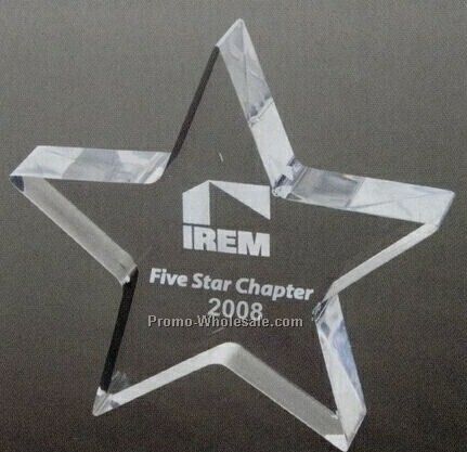 1" Clear Star Paperweight (Screen Printed)