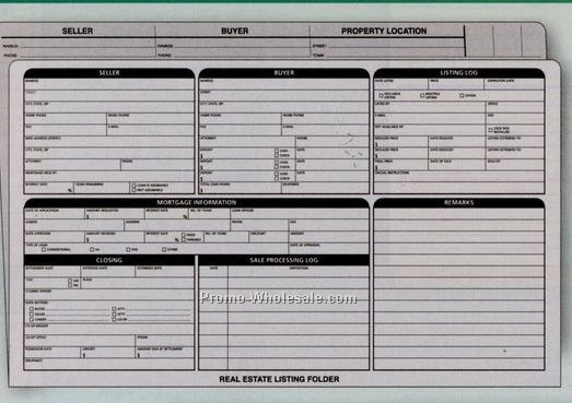 11-3/4"x9-5/8" Legal Size Real Estate Folder- Inside Left Panel Checklist