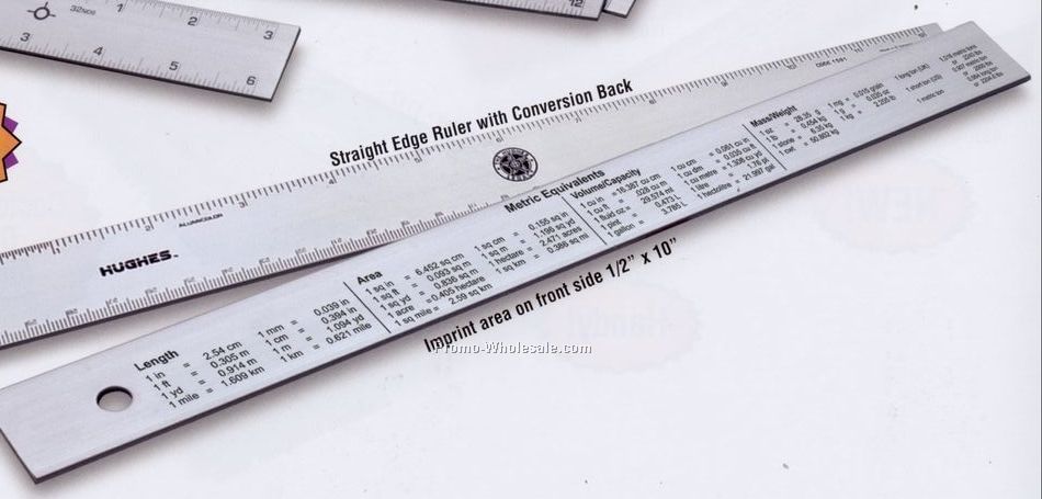 12" Straight Edge Ruler With Metric Conversion Back