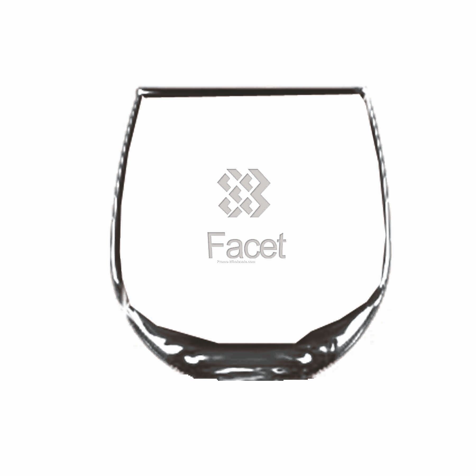 16-3/4 Oz. Optical Crystal Stemless Red Wine Glass (Deep Etch)